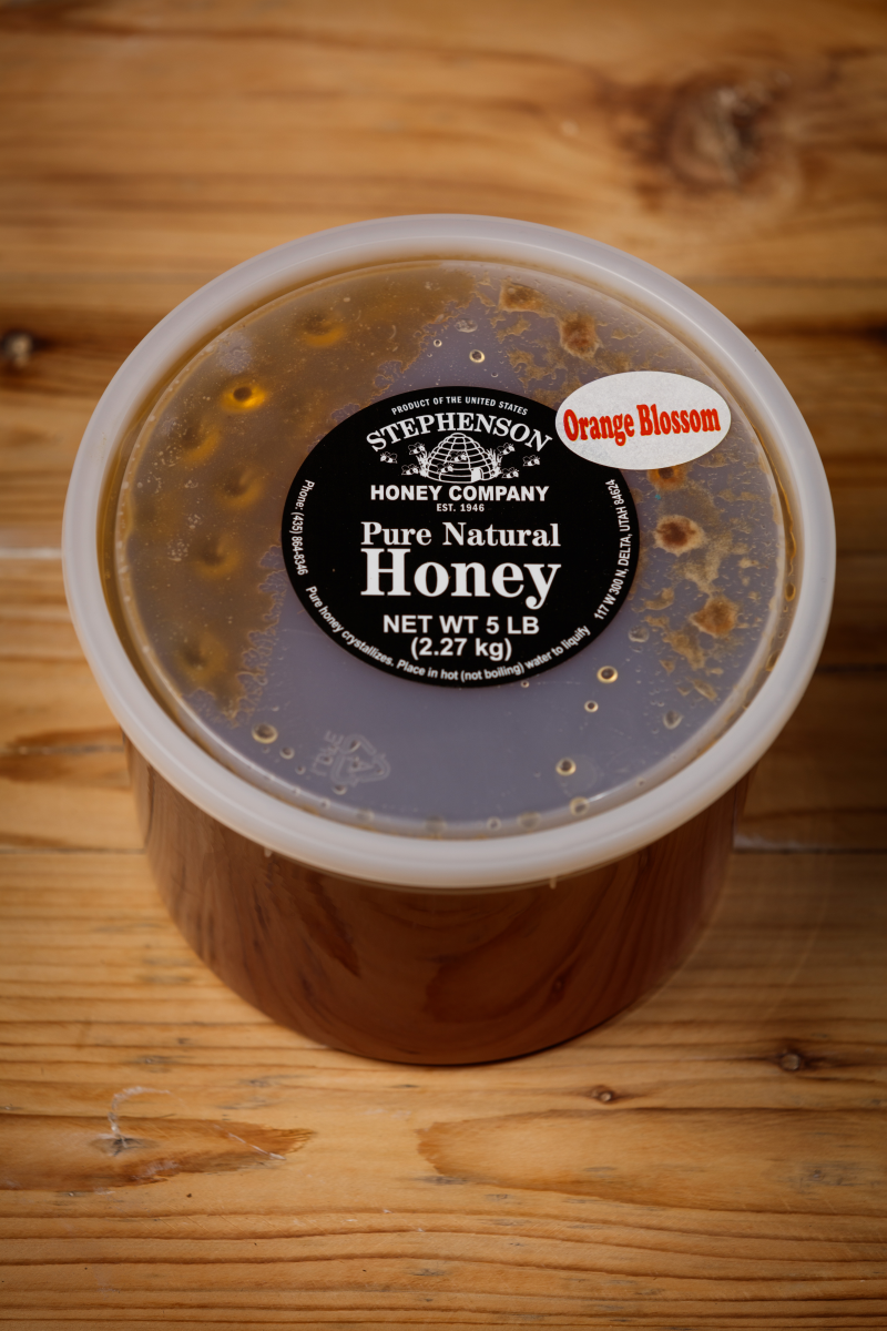 orange blossom pure natural honey 5 pound tub Delta Utah